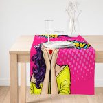 Realhomes Pop Art Resimli Dijital Baskılı Dekoratif Süet Runner Realhomes