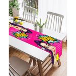 Realhomes Pop Art Resimli Dijital Baskılı Dekoratif Süet Runner Realhomes