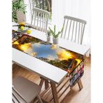 Realhomes Manzara Desenli Dijital Baskılı Dekoratif Süet Runner Realhomes