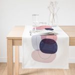 Realhomes Beyaz Zeminde Renkli Oval Desenli Dijital Baskılı Özel Tasarım Süet Runner Realhomes