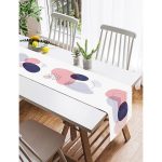 Realhomes Beyaz Zeminde Renkli Oval Desenli Dijital Baskılı Özel Tasarım Süet Runner Realhomes