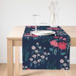 Realhomes Rengarenk Zeminde Onedraw Çizimli Çiçek Desenli Dijital Baskılı Özel Tasarım Süet Runner Realhomes