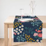 Realhomes Rengarenk Zeminde Onedraw Çizimli Çiçek Desenli Dijital Baskılı Özel Tasarım Süet Runner Realhomes