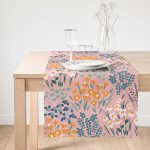 Realhomes Rengarenk Zeminde Onedraw Çizimli Çiçek Desenli Dijital Baskılı Özel Tasarım Süet Runner Realhomes