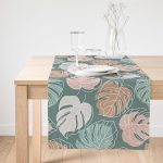 - SuetRunner-7478-Gorsel1 - Realhomes  Realhomes Renkli Zeminli Yaprak Desenli Dijital Baskılı Özel Tasarım Süet Runner Realhomes