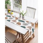 Realhomes Beyaz Zeminli Onedraw Çizimli Yaprak Motifli Dijital Baskılı Özel Tasarım Süet Runner Realhomes