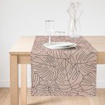 Realhomes Renkli Zeminli Yaprak Desenli Dijital Baskılı Özel Tasarım Süet Runner Realhomes