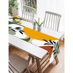 Realhomes Renkli Zeminli Onedraw Çizimli Yaprak Desenli Dijital Baskılı Özel Tasarım Süet Runner Realhomes