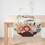 Realhomes Rengarenk Zeminli Onedraw Çizimli Çiçek Desenli Dijital Baskılı Özel Tasarım Süet Runner Realhomes