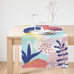 Realhomes Beyaz Zemin Üzerinde Renkli Onedraw Çizimli Dijital Baskılı Özel Tasarım Süet Runner Realhomes