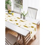 Realhomes Beyaz Zemin Üzerinde Gold Renkli Yılbaşı Temalı Dijital Baskılı Özel Tasarım Süet Runner Realhomes