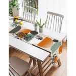 Realhomes Pastel Zeminli Yaprak Desenli Dijital Baskılı Özel Tasarım Süet Runner Realhomes