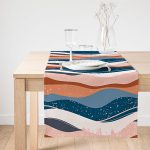 Realhomes Renkli Zemin Üzerinde Geometrik Çizim Dijital Baskılı Özel Tasarım Süet Runner Realhomes