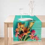 Realhomes Çiçek Temalı Dijital Baskılı Dekoratif Özel Tasarım Süet Runner Realhomes