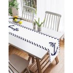 Realhomes Beyaz Zemin Üzerinde Geometrik Çizimli Çapa Desenli Dijital Baskılı Özel Tasarım Süet Runner Realhomes