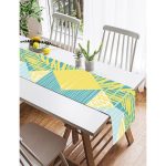 Realhomes Renkli Zemin Üzerinde Geometrik Desenli Yaprak Motifli Dijital Baskılı Özel Tasarım Süet Runner Realhomes