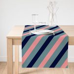 Realhomes Renkli Zemin Üzerinde Pastel Renkli Yatay Çizgili Dijital Baskılı Özel Tasarım Süet Runner Realhomes