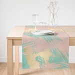 - SuetRunner-7981-Gorsel1 - Realhomes  Realhomes Pastel Zemin Üzerinde Gold Detaylı Yaprak Desenli Dijital Baskılı Özel Tasarım Süet Runner Realhomes