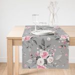 Realhomes Renkli Zemin Üzerinde Flamingo Desenli Yaprak Motifli Dijital Baskılı Özel Tasarım Süet Runner Realhomes