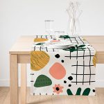 Realhomes Beyaz Zemin Üzerinde Yaprak Desenli Dijital Baskılı Özel Tasarım Süet Runner Realhomes