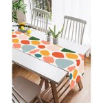 Realhomes Beyaz Zemin Üzerinde Geometrik Desenli Dijital Baskılı Özel Tasarım Süet Runner Realhomes