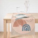 Realhomes Pastel Zemin Üzerinde Yaprak Desenli Dijital Baskılı Özel Tasarım Süet Runner Realhomes