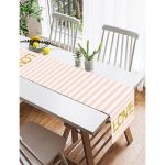 Realhomes Beyaz Zemin Üzerinde Renkli Çizgili Gold Detaylı Love Yazılı Dijital Baskılı Özel Tasarım Süet Runner Realhomes