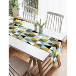 Realhomes Pastel Zemin Üzerinde Gold Detaylı Geometrik Desenli Dijital Baskılı Özel Tasarım Süet Runner Realhomes