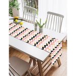 Realhomes Beyaz Zemin Üzerinde Renkli Geometrik Zigzag Desenli Dijital Baskılı Özel Tasarım Süet Runner Realhomes