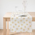 Realhomes Beyaz Zemin Üzerinde Gold Detaylı Kartanesi Dijital Baskılı Özel Tasarım Süet Runner Realhomes