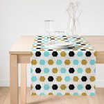 - SuetRunner-8289-Gorsel1 - Realhomes Realhomes Beyaz Zemin Üzerinde Gold Detaylı Geometrik Desenli Dijital Baskılı Özel Tasarım Süet Runner Realhomes