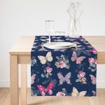 Realhomes Renkli Zemin Üzerinde Kelebek Desenli Dijital Baskılı Özel Tasarım Süet Runner Realhomes