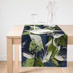 - SuetRunner-8342-Gorsel1 - Realhomes  Realhomes Siyah Zemin Üzerinde Yaprak Desenli Dijital Baskılı Özel Tasarım Süet Runner Realhomes