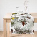 - SuetRunner-8347-Gorsel1 - Realhomes  Realhomes Beyaz Zemin Üzerinde Kozalak Desenli Dijital Baskılı Özel Tasarım Süet Runner Realhomes