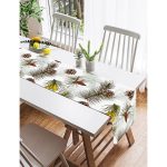 - SuetRunner-8347-Gorsel2 - Realhomes  Realhomes Beyaz Zemin Üzerinde Kozalak Desenli Dijital Baskılı Özel Tasarım Süet Runner Realhomes