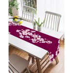 Realhomes Bordo Zemin Üzerinde Beyaz Rengarenk Çiçek Desenli Dijital Baskılı Özel Tasarım Süet Runner Realhomes