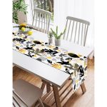 Realhomes Beyaz Zemin Üzerinde Gold Detaylı Yaprak Desenli Dijital Baskılı Özel Tasarım Süet Runner Realhomes