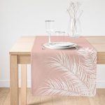 - SuetRunner-8441-Gorsel1 - Realhomes  Realhomes Pastel Zemin Üzerinde Beyaz Yaprak Desenli Dijital Baskılı Özel Tasarım Süet Runner Realhomes