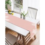 - SuetRunner-8441-Gorsel2 - Realhomes  Realhomes Pastel Zemin Üzerinde Beyaz Yaprak Desenli Dijital Baskılı Özel Tasarım Süet Runner Realhomes