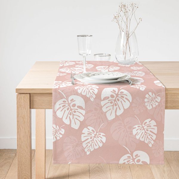 Realhomes Beyaz Zemin Üzerinde Sonbahar Yaprak Desenli Dijital Baskılı Özel Tasarım Süet Runner Realhomes