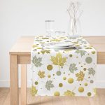 Realhomes Beyaz Zemin Üzerinde Geometrik Desenli Yaprak Motifli Dijital Baskılı Özel Tasarım Süet Runner Realhomes