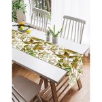 Realhomes Beyaz Zemin Üzerinde Sonbahar Yaprak Desenli Dijital Baskılı Özel Tasarım Süet Runner Realhomes