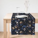 Realhomes Siyah Zemin Üzerinde Rengarenk Çiçek Desenli Dijital Baskılı Özel Tasarım Süet Runner Realhomes