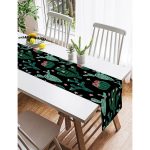 - SuetRunner-8555-Gorsel2 - Realhomes  Realhomes Siyah Zemin Üzerinde Yeşil Kaktüs Desenli Dijital Baskılı Özel Tasarım Süet Runner Realhomes