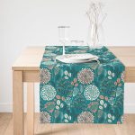 - SuetRunner-8562-Gorsel1 - Realhomes  Realhomes Renkli Zemin Üzerinde Yaprak Desenli Dijital Baskılı Özel Tasarım Süet Runner Realhomes