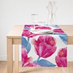 Realhomes Modern Çiçek Desenli Dijital Baskılı Süet Runner Realhomes