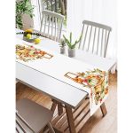 - SuetRunner-8602-Gorsel2 - Realhomes Realhomes Beyaz Zemin Üzerinde Balkabağı Desenli Dijital Baskılı Özel Tasarım Süet Runner Realhomes