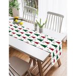 Realhomes Beyaz Zemin Üzerinde Ekoseli Çamağacı Desenli Dijital Baskılı Özel Tasarım Süet Runner Realhomes