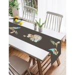 Realhomes Renkli Zemin Üzerinde Yaprak Desenli Dijital Baskılı Özel Tasarım Süet Runner Realhomes