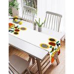 - SuetRunner-8649-Gorsel2 - Realhomes  Realhomes Beyaz Zemin Üzerinde Ayçiçek Desenli Ekoseli Balkabağı Dijital Baskılı Özel Tasarım Süet Runner Realhomes